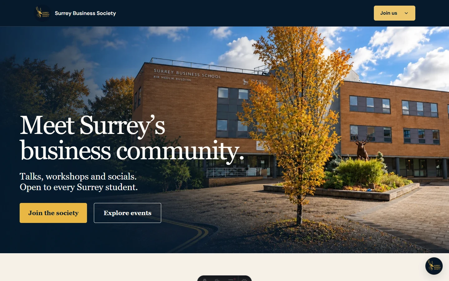The current Surrey Business Society homepage
