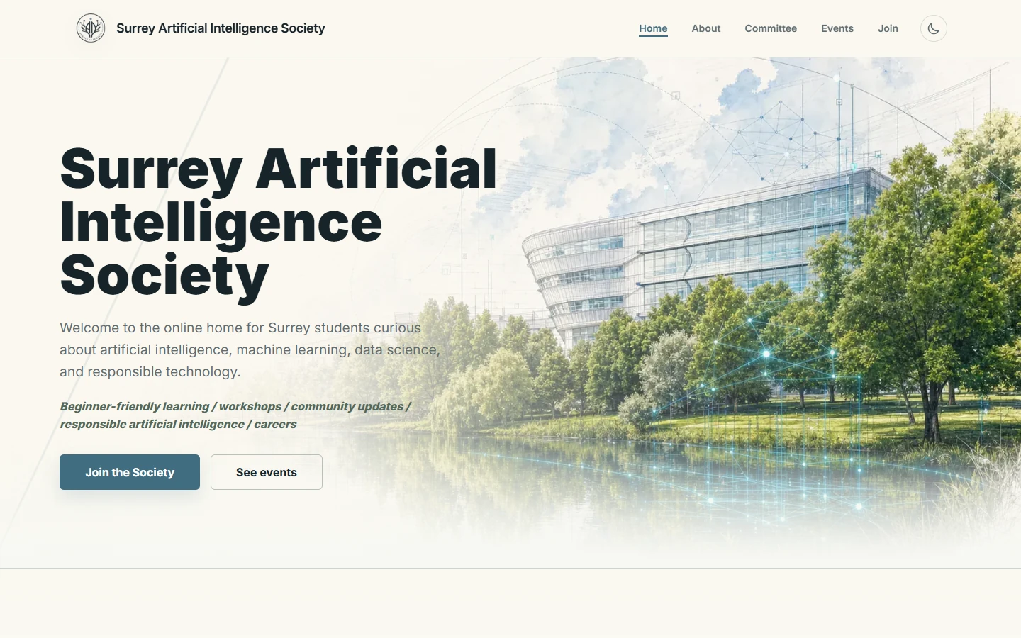 Current Surrey Artificial Intelligence Society website