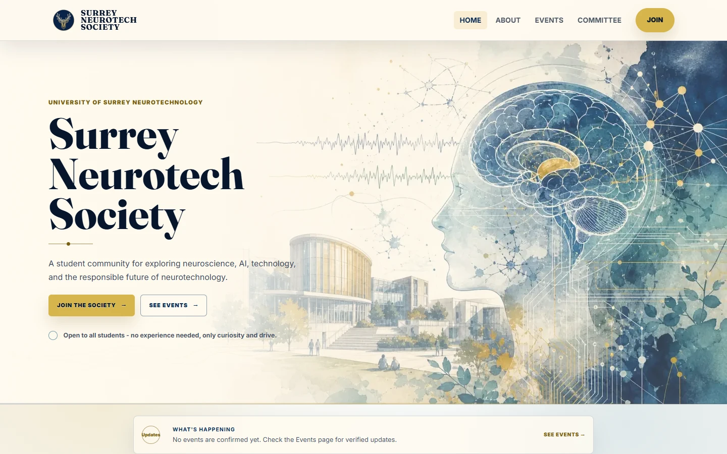 Current Surrey Neurotech Society website